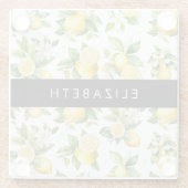 レモンパターン，レモンフラワー離れズ，お名前 ガラスコースター (裏面)