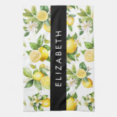 レモンパターン，レモンフラワー離れズ，お名前 キッチンタオル (縦)