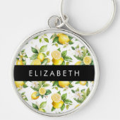 レモンパターン,レモンフラワー離れズ,お名前 キーホルダー (正面)