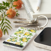 レモンパターン，レモンフラワー離れズ，お名前 キーホルダー (正面右)