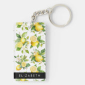 レモンパターン，レモンフラワー離れズ，お名前 キーホルダー (裏面)
