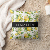 レモンパターン，レモンフラワー離れズ，お名前 クッション (ブランケット)