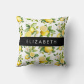 レモンパターン，レモンフラワー離れズ，お名前 クッション (裏面)