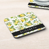 レモンパターン,レモンフラワー離れズ,お名前 コースター (左側)