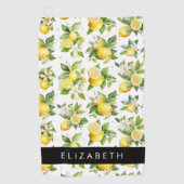 レモンパターン，レモンフラワー離れズ，お名前 ゴルフタオル (正面)