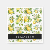 レモンパターン,レモンフラワー離れズ,お名前 スタンダードカクテルナプキン (正面)