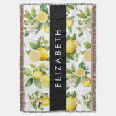 レモンパターン，レモンフラワー離れズ，お名前 スローブランケット (正面縦)
