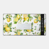 レモンパターン，レモンフラワー離れズ，お名前 デスクマット (キーボード&マウス)