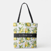 レモンパターン，レモンフラワー離れズ，お名前 トートバッグ (裏面)