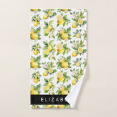 レモンパターン，レモンフラワー離れズ，お名前 バスタオルセット (ハンドタオル)