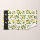 レモンパターン，レモンフラワー離れズ，お名前 バスタオルセット (ハンドタオル)