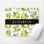 レモンパターン，レモンフラワー離れズ，お名前 マウスパッド (マウス)