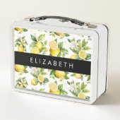 レモンパターン，レモンフラワー離れズ，お名前 メタルランチボックス (裏面)