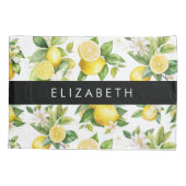 レモンパターン,レモンフラワー離れズ,お名前 枕カバー (裏面)