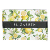 レモンパターン,レモンフラワー離れズ,お名前 枕カバー (正面)