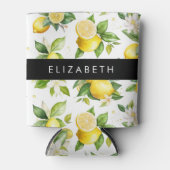 レモンパターン，レモンフラワー離れズ，お名前 缶クーラー (正面)