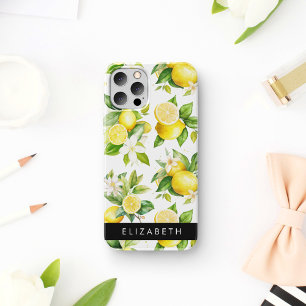 レモンパターン,レモンフラワー離れズ,お名前 iPhone 12 PROケース