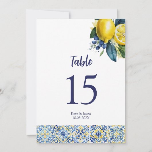レモンパーソナライズされたと結婚タイルの表番号 招待状 (裏面)