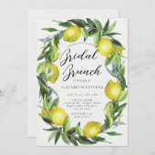レモンパーティーイエローグリーンブライトシックブライダルシャワー 招待状 (正面/裏面)
