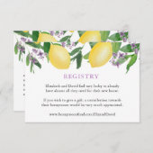 レモンパープルブライダルシャワーレジストリまたは詳細 エンクロージャーカード (正面/裏面)