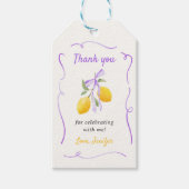 レモンパープルボウ最初の誕生日パーティー ギフトタグ (正面)