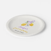 レモンパープルボウ最初の誕生日パーティー ペーパープレート (アングル)