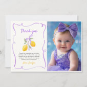 レモンパープルボウ誕生日パーティーの写真 サンキューカード (正面)