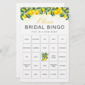 レモンビンゴブライダルシャワーゲームカード (正面/裏面)