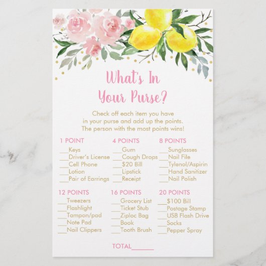 レモンピンクの金ゴールドフローラあなたの財布のゲームの中に何が (正面)