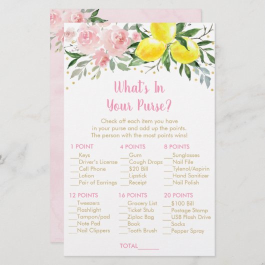 レモンピンクの金ゴールドフローラあなたの財布のゲームの中に何が (正面/裏面)