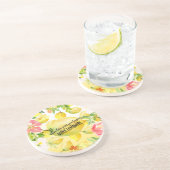 レモンピンクグラデーションフローラ水感動的色 コースター (側面)