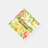 レモンピンクグラデーションフローラ水感動的色 スタンダードカクテルナプキン (角)