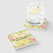 レモンピンクグラデーションフローラ水感動的色 ストーンコースター (横)