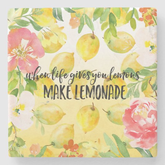 レモンピンクグラデーションフローラ水感動的色 ストーンコースター (正面)
