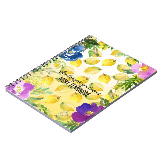 レモンピンクグラデーションフローラ水感動的色 ノートブック (左側)