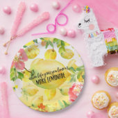 レモンピンクグラデーションフローラ水感動的色 ペーパープレート (パーティー)