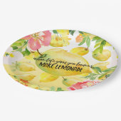 レモンピンクグラデーションフローラ水感動的色 ペーパープレート (アングル)