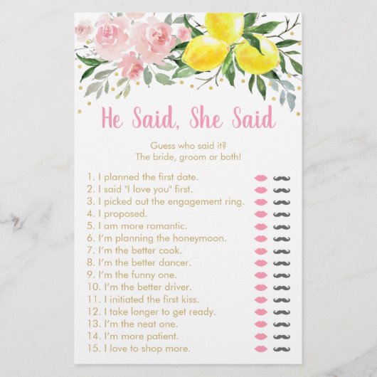 レモンピンクフローラ彼は彼女はブライダルゲームを言った (正面)