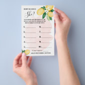 レモンピンクブライダルシャワーゲームカード チラシ (ハンドル)