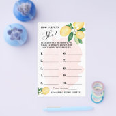 レモンピンクブライダルシャワーゲームカード チラシ (シングル)