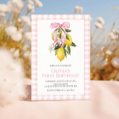 レモンピンクボウのきちんとしたクォケット誕生日 招待状