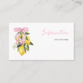 レモンピンクボウコケット赤ちゃんシャワー情報 エンクロージャーカード (正面)