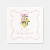 レモンピンクボウコケ名門私立校風のットベビーシャワー スタンダードカクテルナプキン (正面)