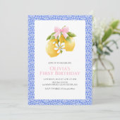 レモンピンクボウ名門私立校風のコケット誕生日 招待状 (スタンド正面)