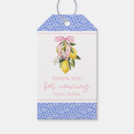 レモンピンクボウ名門私立校風のベビーシャワー ギフトタグ