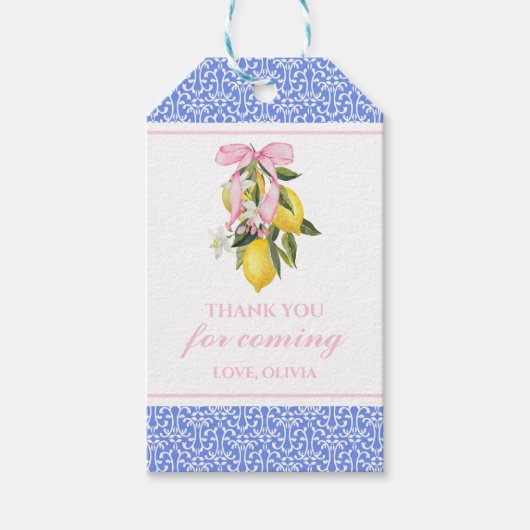 レモンピンクボウ名門私立校風の誕生日 ギフトタグ (正面)