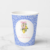 レモンピンクボウ名門私立校風の1歳の誕生日 紙コップ (正面)