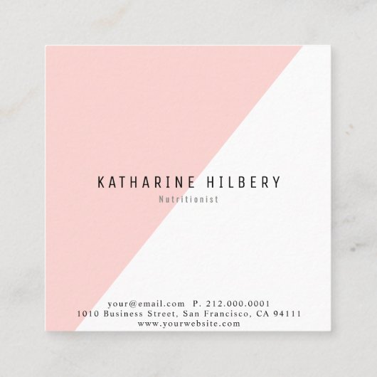 レモンピンクモダンホワイトブロックスクエアビジネスカード スクエア名刺 (裏面)