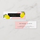 レモンピンクモダンホワイトブロックミニ名刺 スキニー名刺 (正面/裏面)