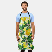 レモンファンタジー:クリエイティブフローラルパターン エプロン (着用した状態)